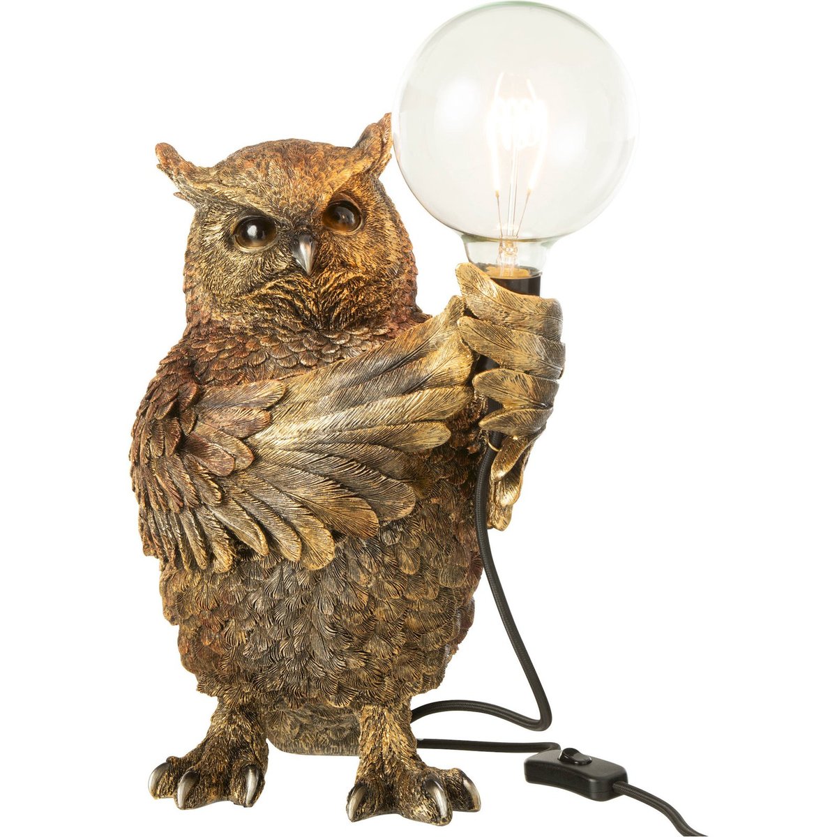 Lampe hibou décorative en résine effet antique marron effet antique, RECOLLECTION