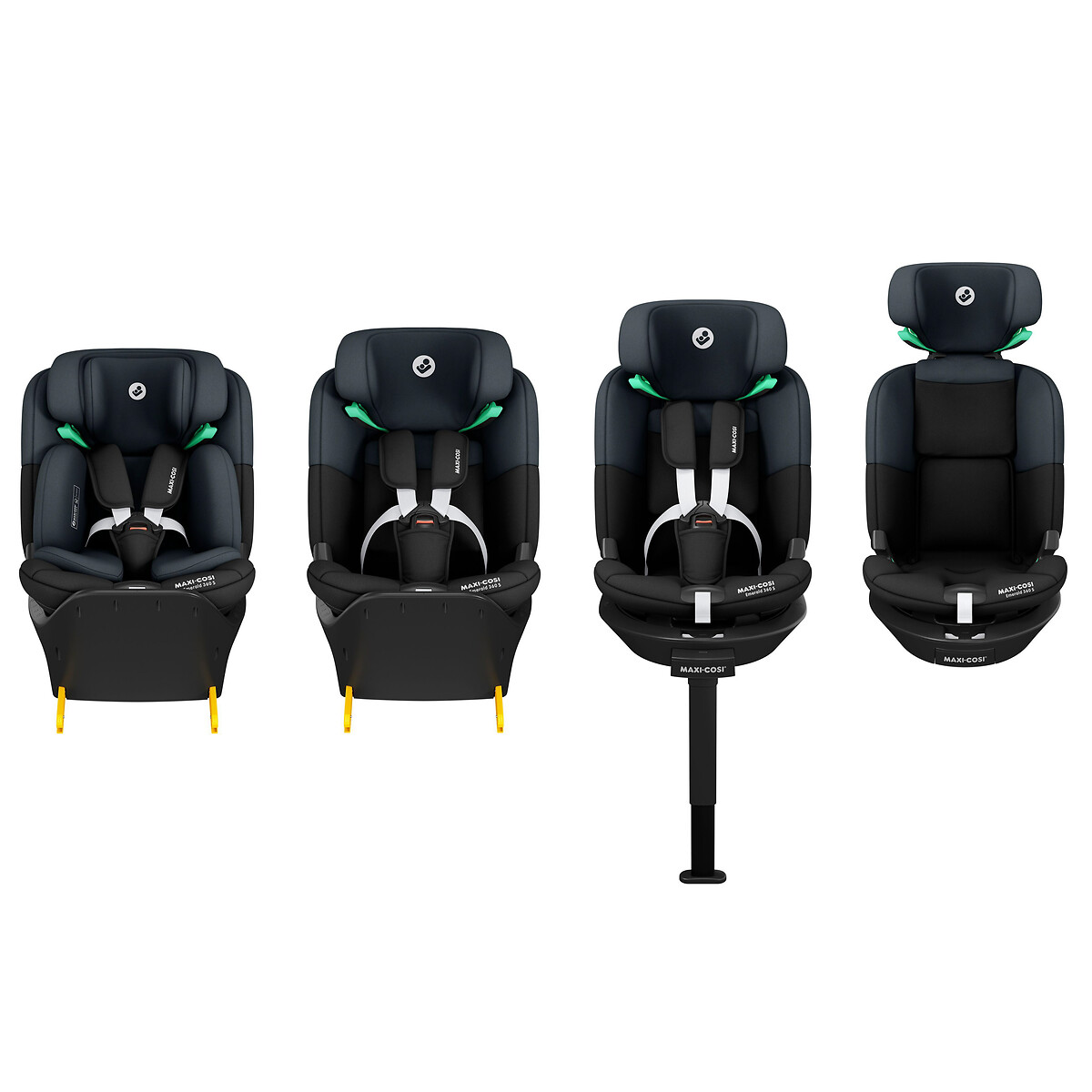 Siège auto pivotant Emerald 360 S, Evolutif, i-Size noir tonal, MAXI COSI