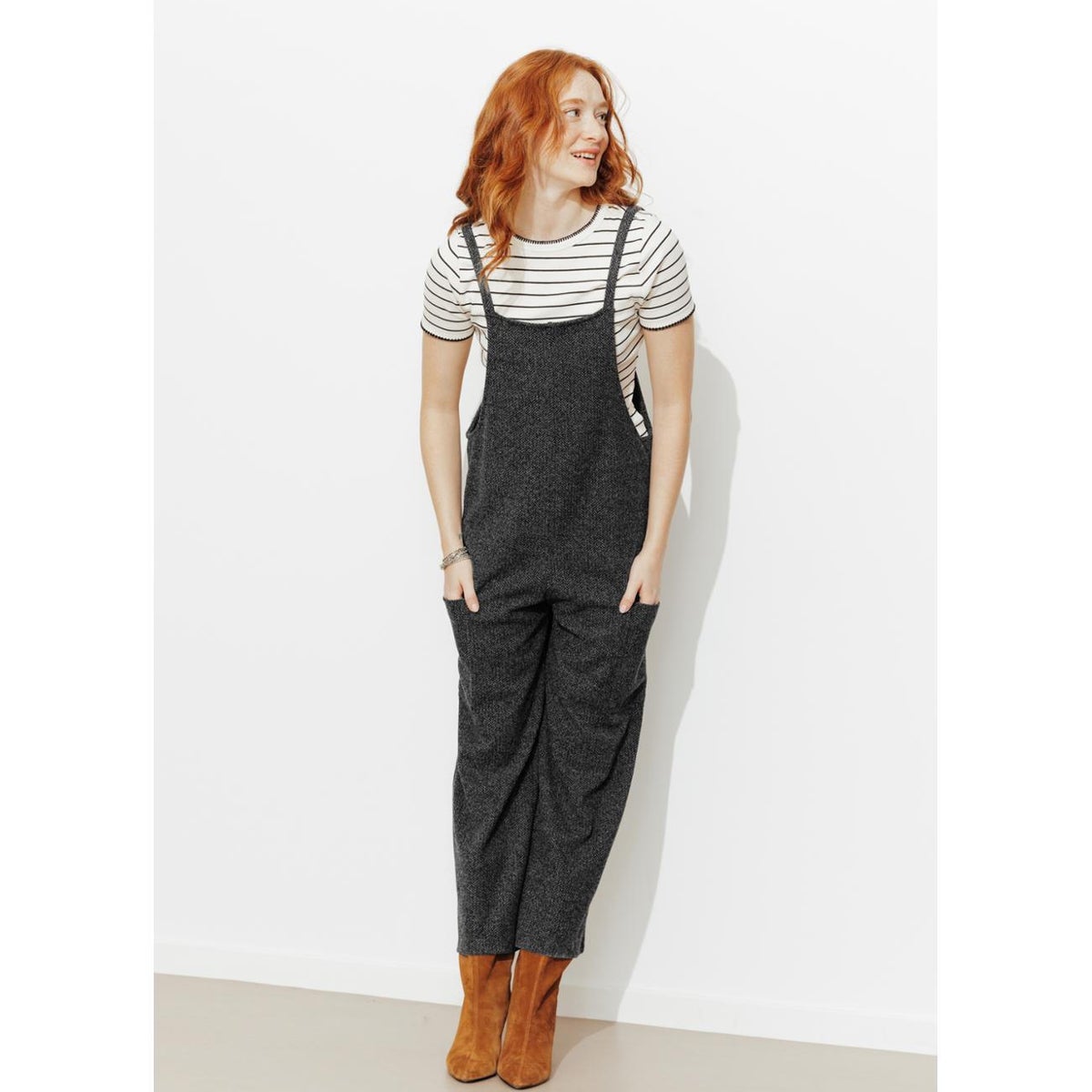 Salopette chevron gris foncé, PROMOD