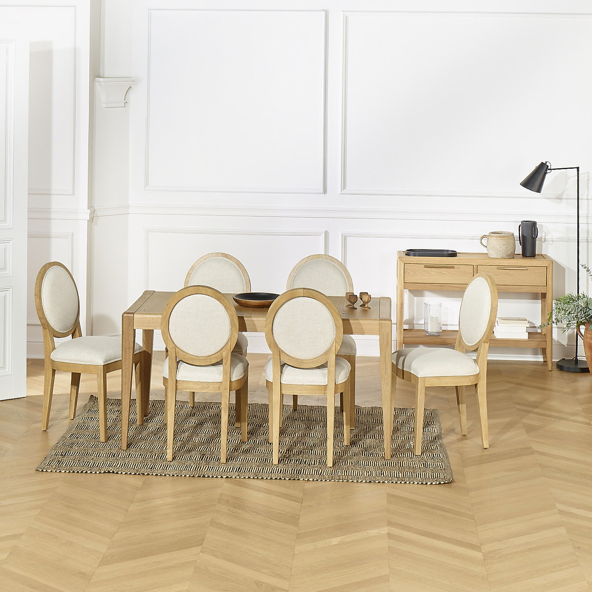 Table extensible en chêne, 6 couverts TENNESSEE beige, ROBIN DES BOIS
