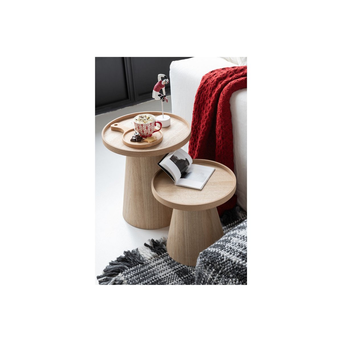 Tables basses rondes en bois naturel (set de 2) - AGATHE bois clair, HELLIN, DEPUIS 1862