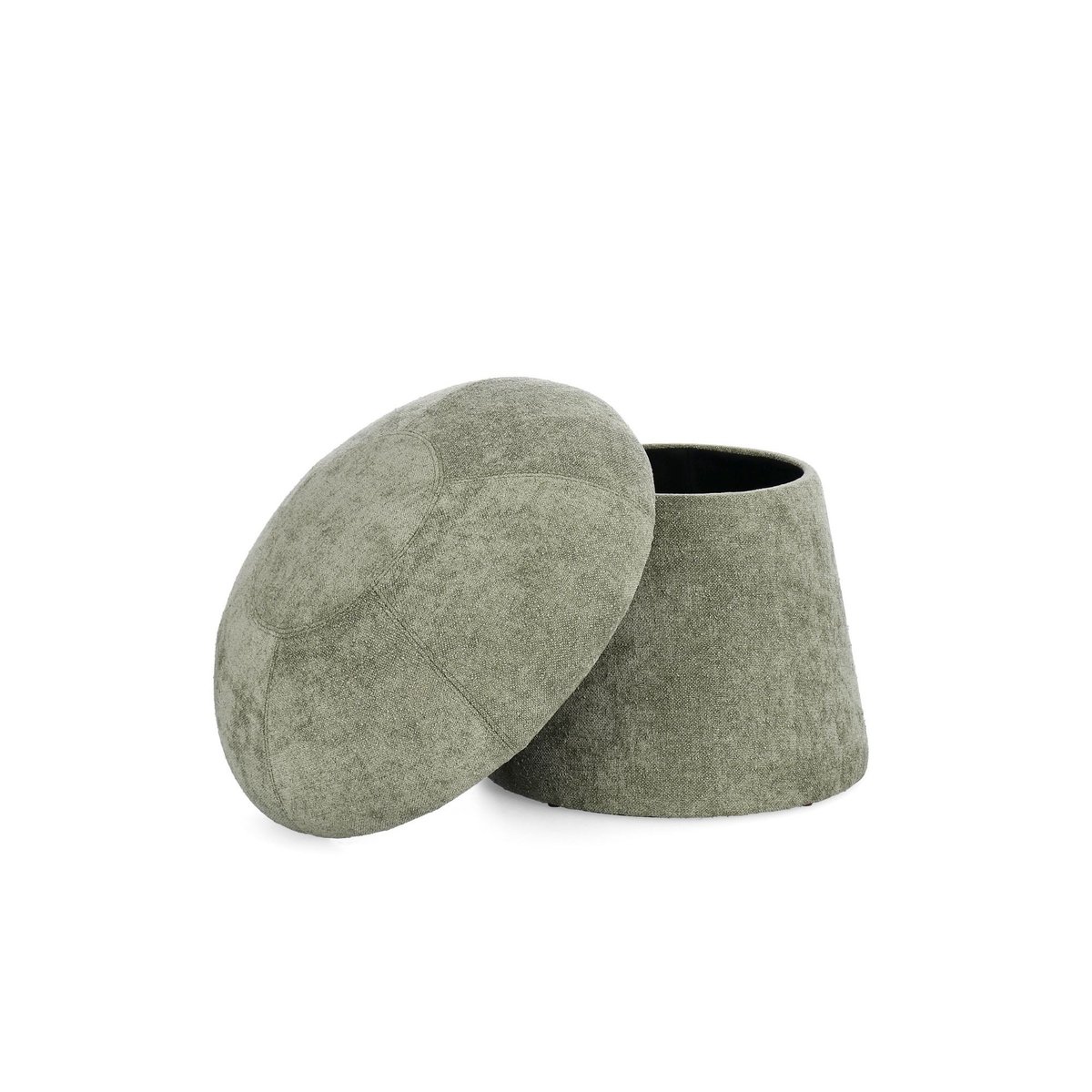Pouf rond en tissu avec rangement D45 - CHUPS vert d'eau, HELLIN, DEPUIS 1862