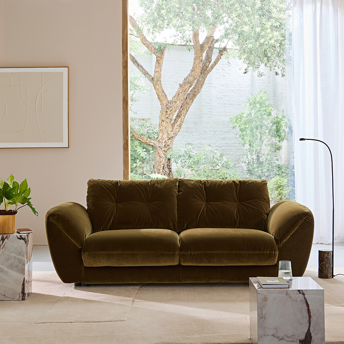 Canapé 3P convertible velours, Edgar bronze, AM.PM