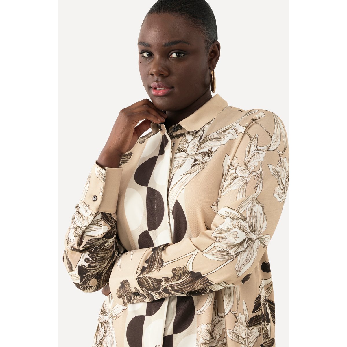 Chemisier en tissu fluide slinky beige, ULLA POPKEN