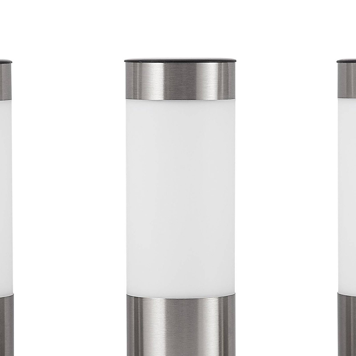 Lampe solaire en inox moderneLED, Sirita argent, blanc opalin, LINDBY