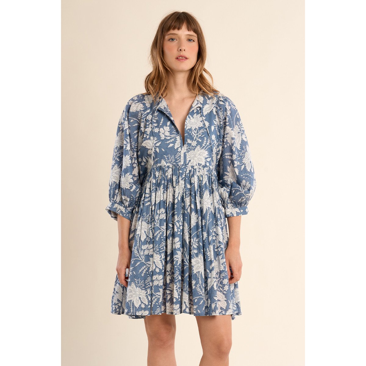 Robe courte imprimée, en coton blue diviya, MOLLY BRACKEN