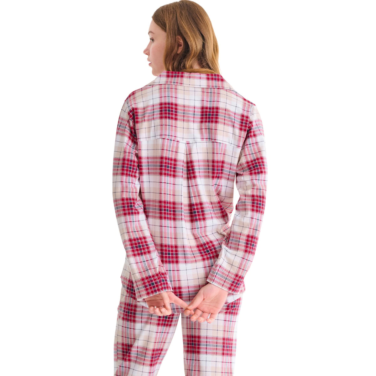 Haut pyjama chemise manches longues COSY NIGHTS rouge, LISCA