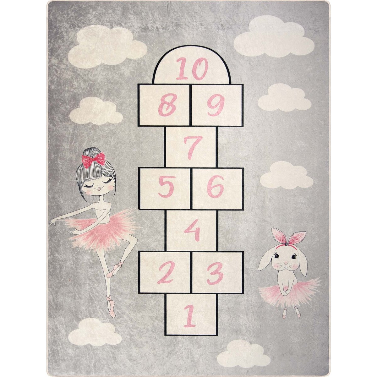 Tapis chambre enfant Marelle Gris gris, EDEN
