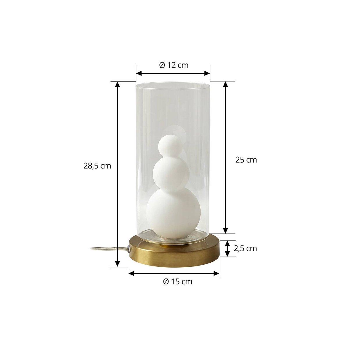 Lampe à poser en verre moderne, Kupla transparent, blanc, LINDBY