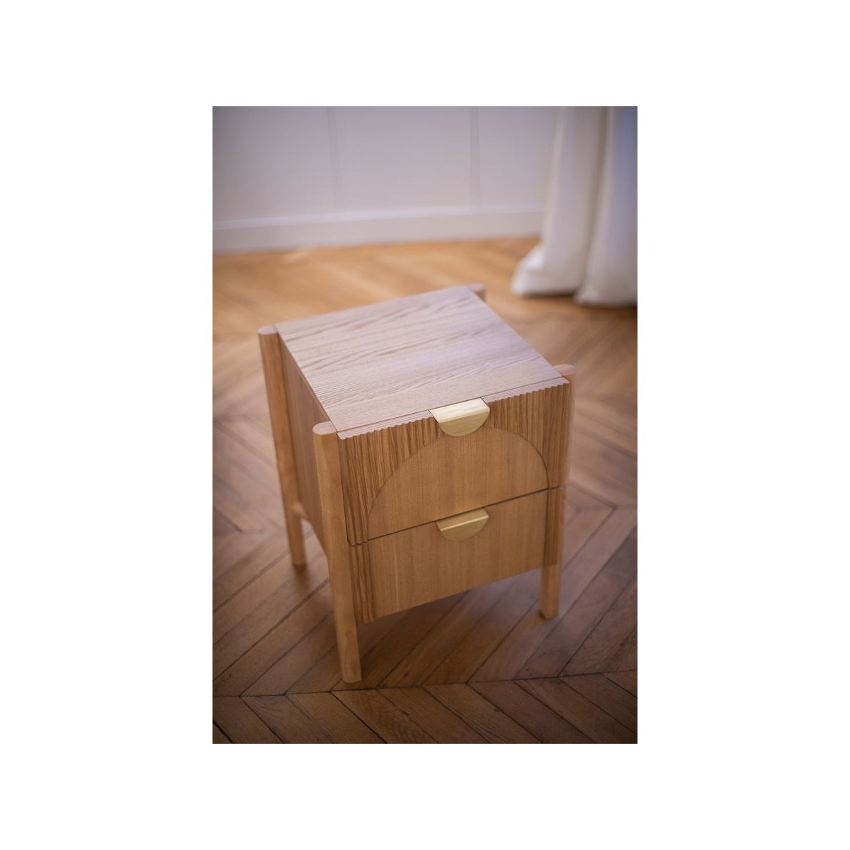 Table de chevet Placage Naturel, LOLA marron clair, BOBOCHIC