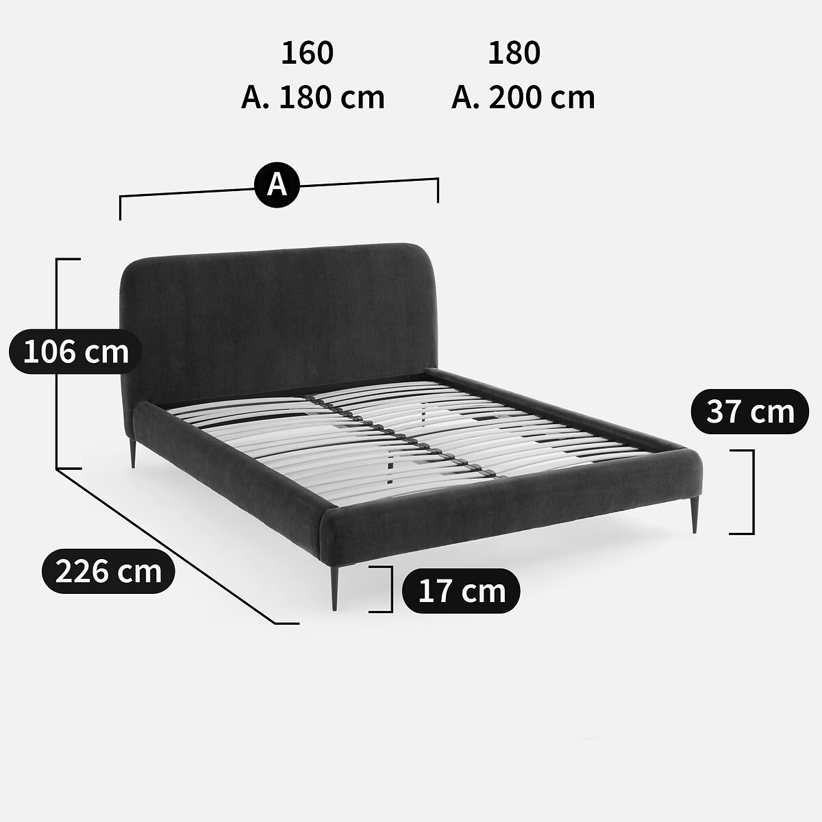 Doppelbett OSCAR mit vormontiertem Lattenrost, aus Velours olivgrün, EMMANUEL GALLINA X AM.PM