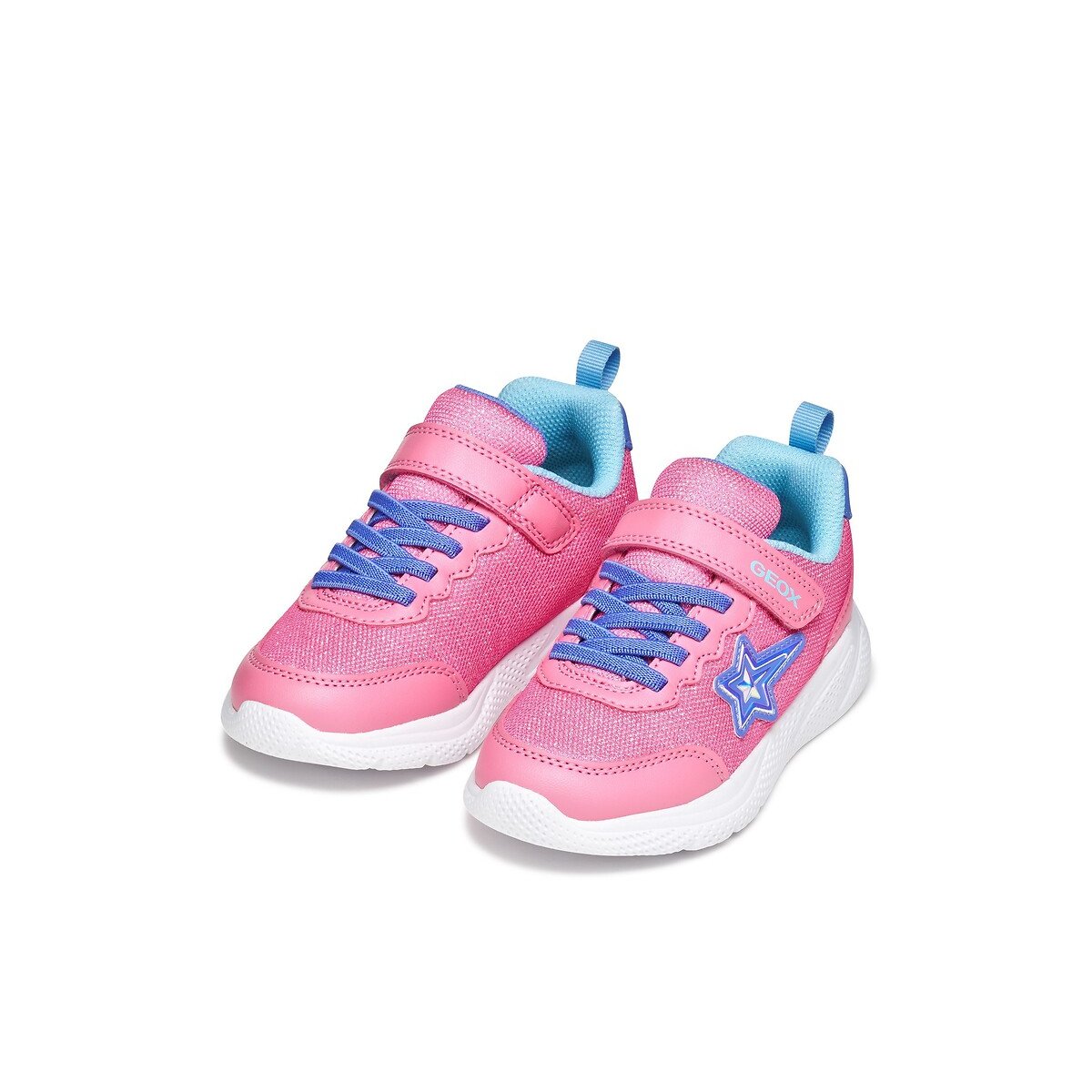 Baskets à lacets élastiqués SPRINTYE rose/bleu, GEOX