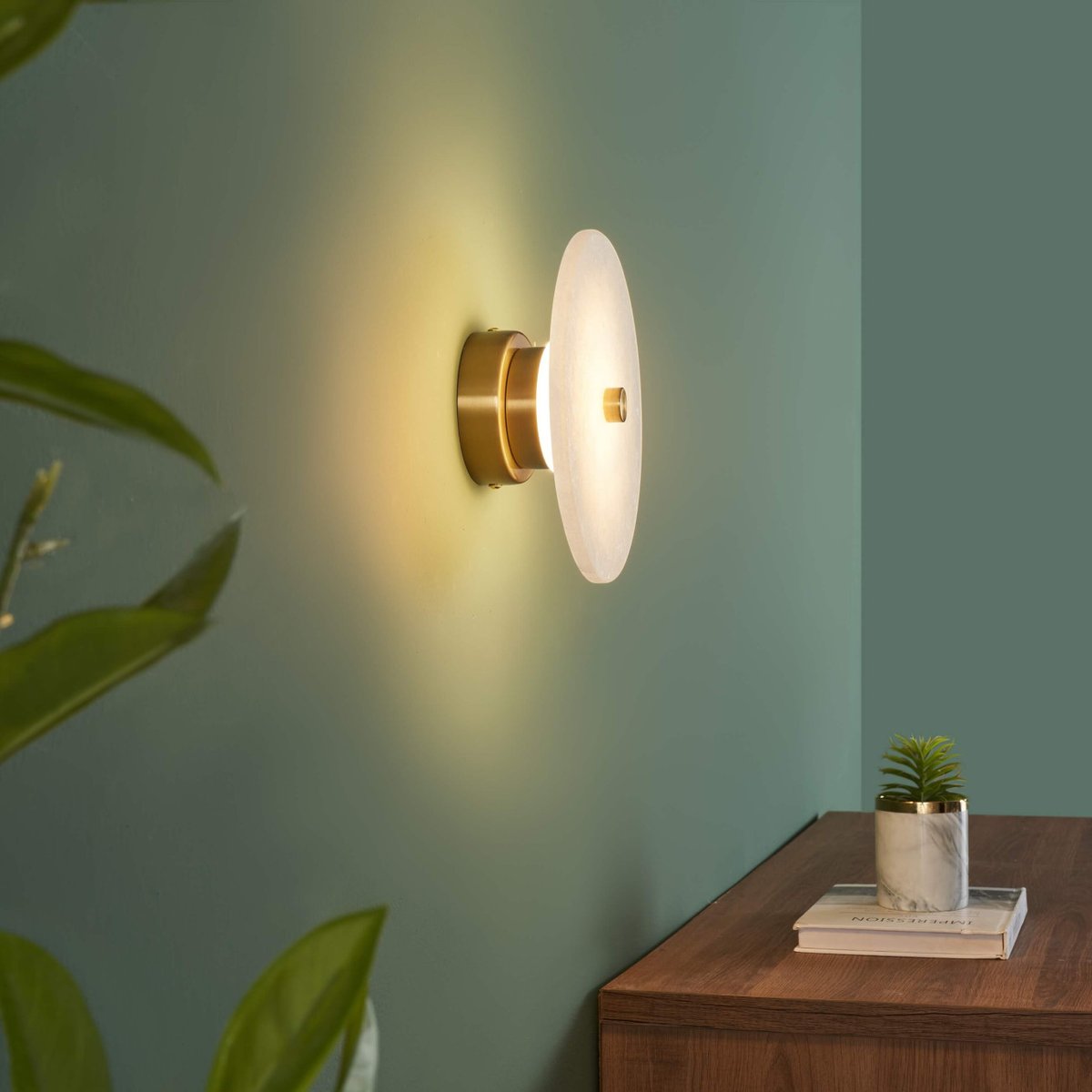 Applique ou spot marbre rond LED - LILASEA laiton et blanc, KOSILUM