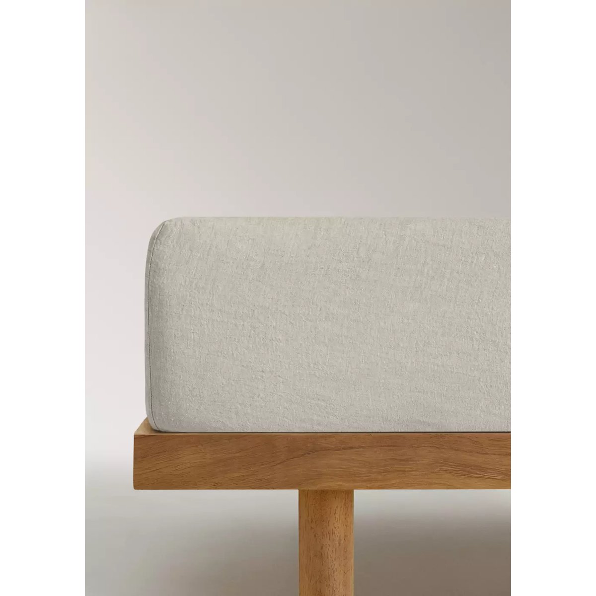 Drap-housse lin lavé lit 90 cm sable, MANGO HOME