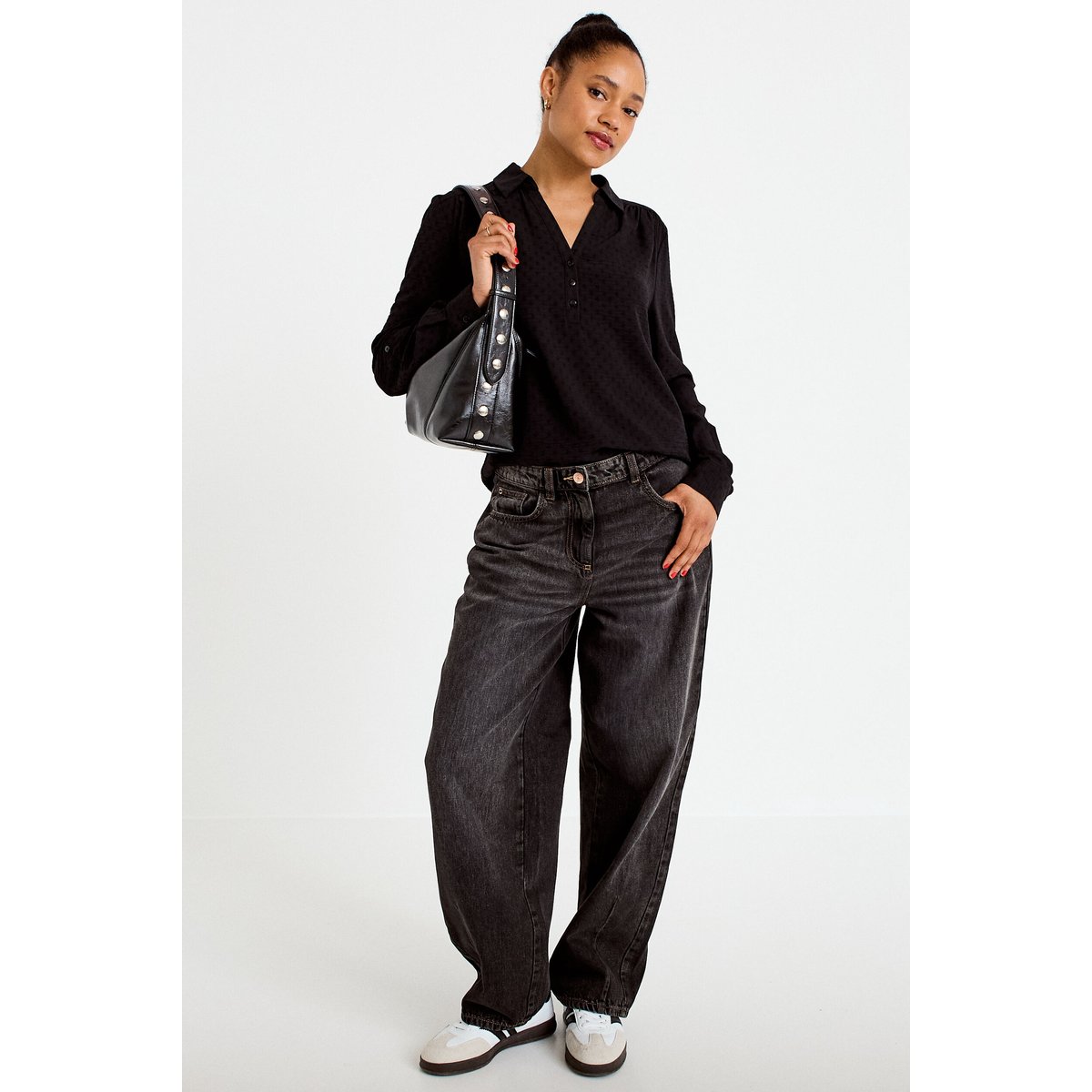 Blouse droite manches longues noir, CACHE CACHE
