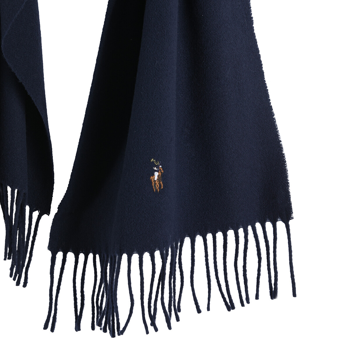 Écharpe en laine logo brodé bleu foncé, POLO RALPH LAUREN