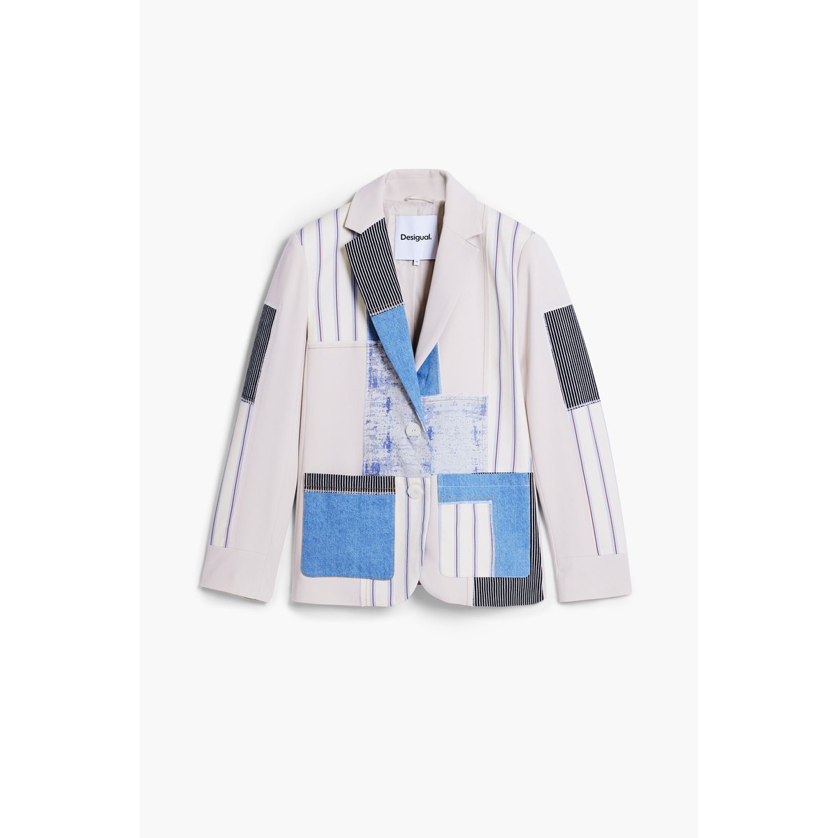Patchwork blazer beige, DESIGUAL