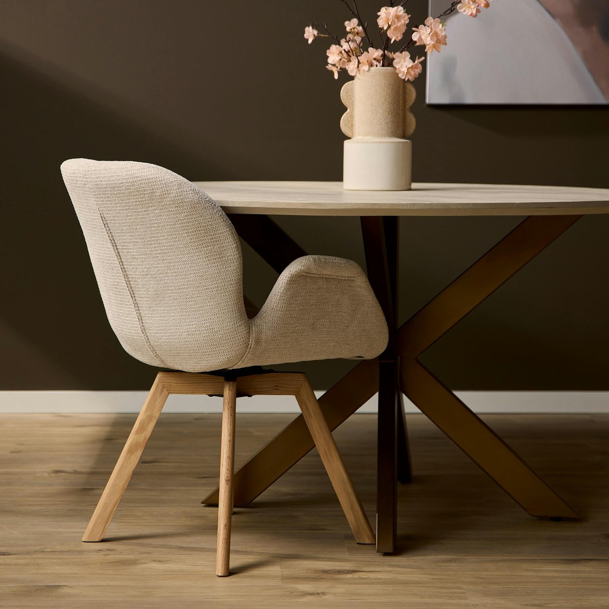 Chaise scandinave pivotante beige (lot de 2) CORTINA beige, PIER IMPORT