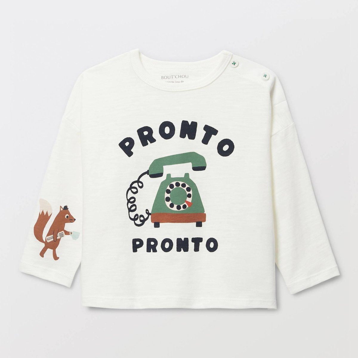T-shirt manches courtes imprimé en coton BIO GOTS naturel, BOUT'CHOU