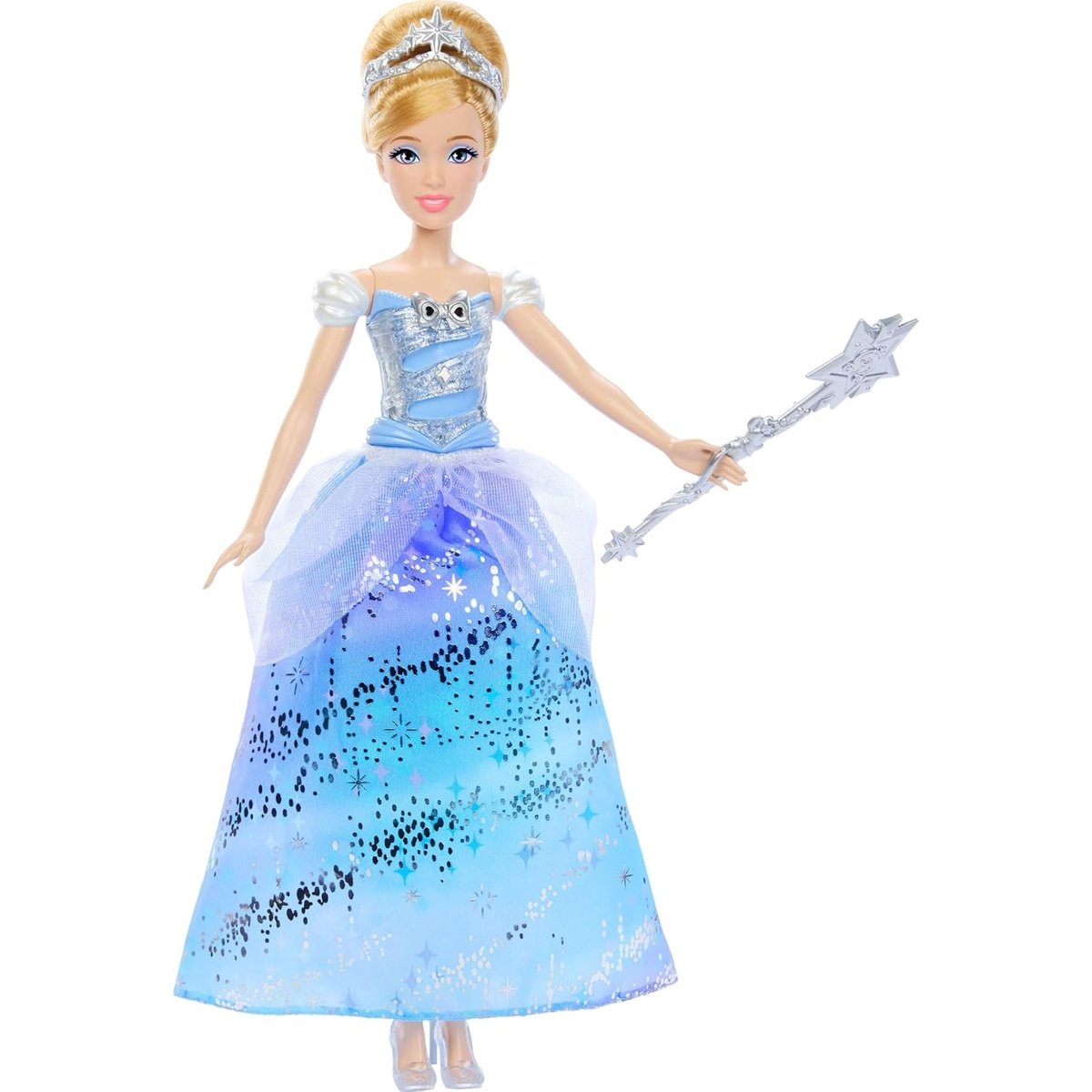 Disney Princess-Poupée Cendrillon et sa robe enchantée bleu, MATTEL