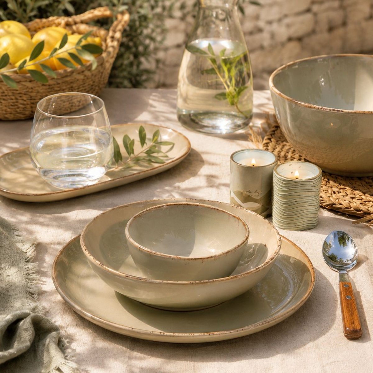 Lot de 6 assiettes creuses, DUNE beige, ARTIME