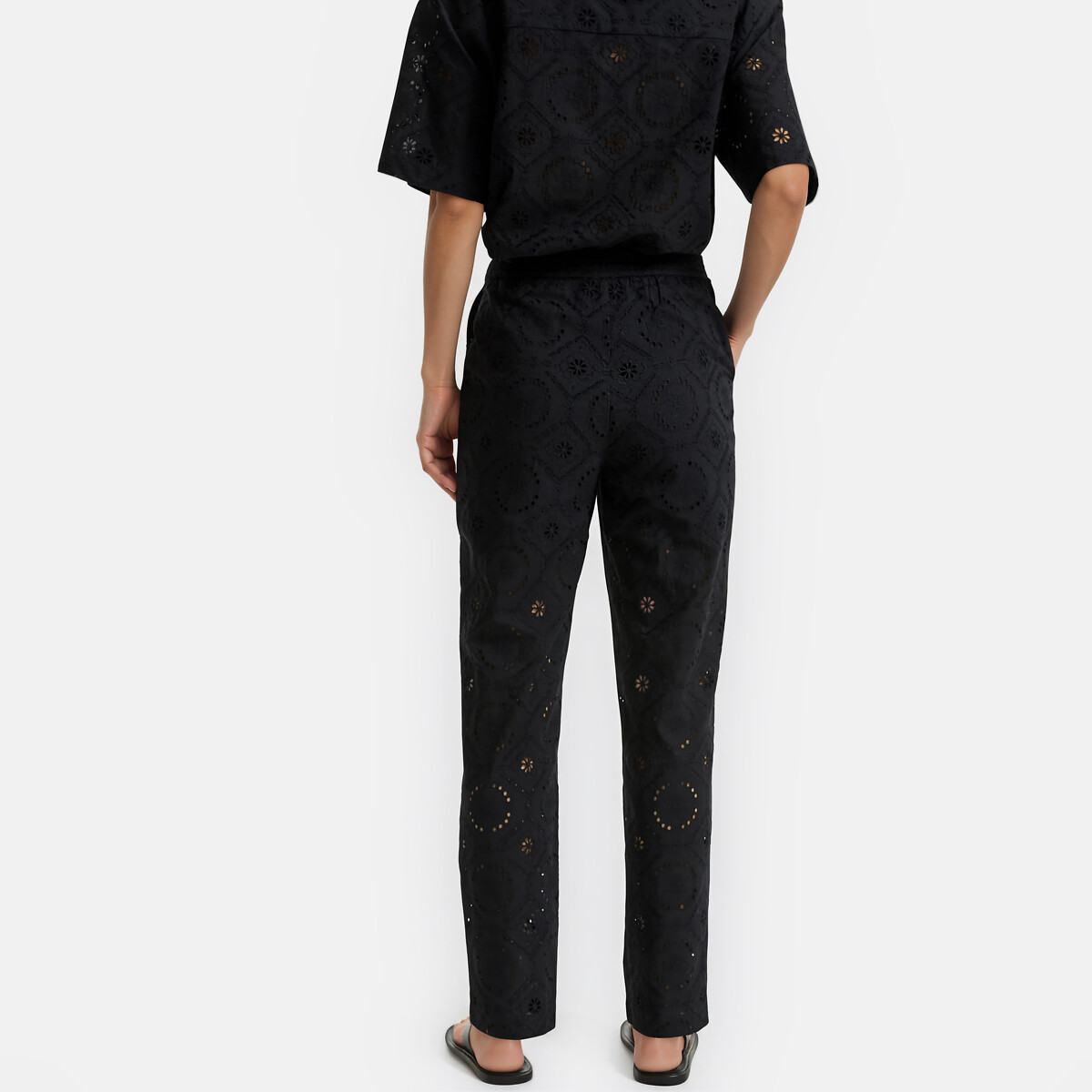 Pantaloni dritti in pizzo sangallo nero , LA REDOUTE COLLECTIONS