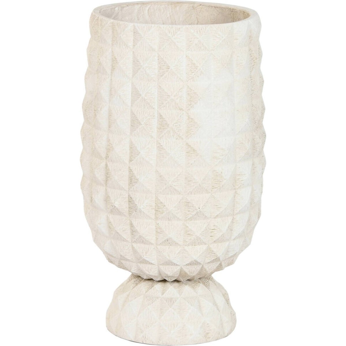 Support pour plante rond en fibre d'argile Moderno beige effet vieilli naturel, RECOLLECTION