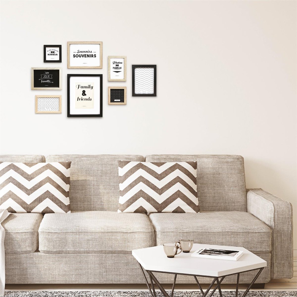 Lot 8 cadres photo design en bois multicolore, EDEN