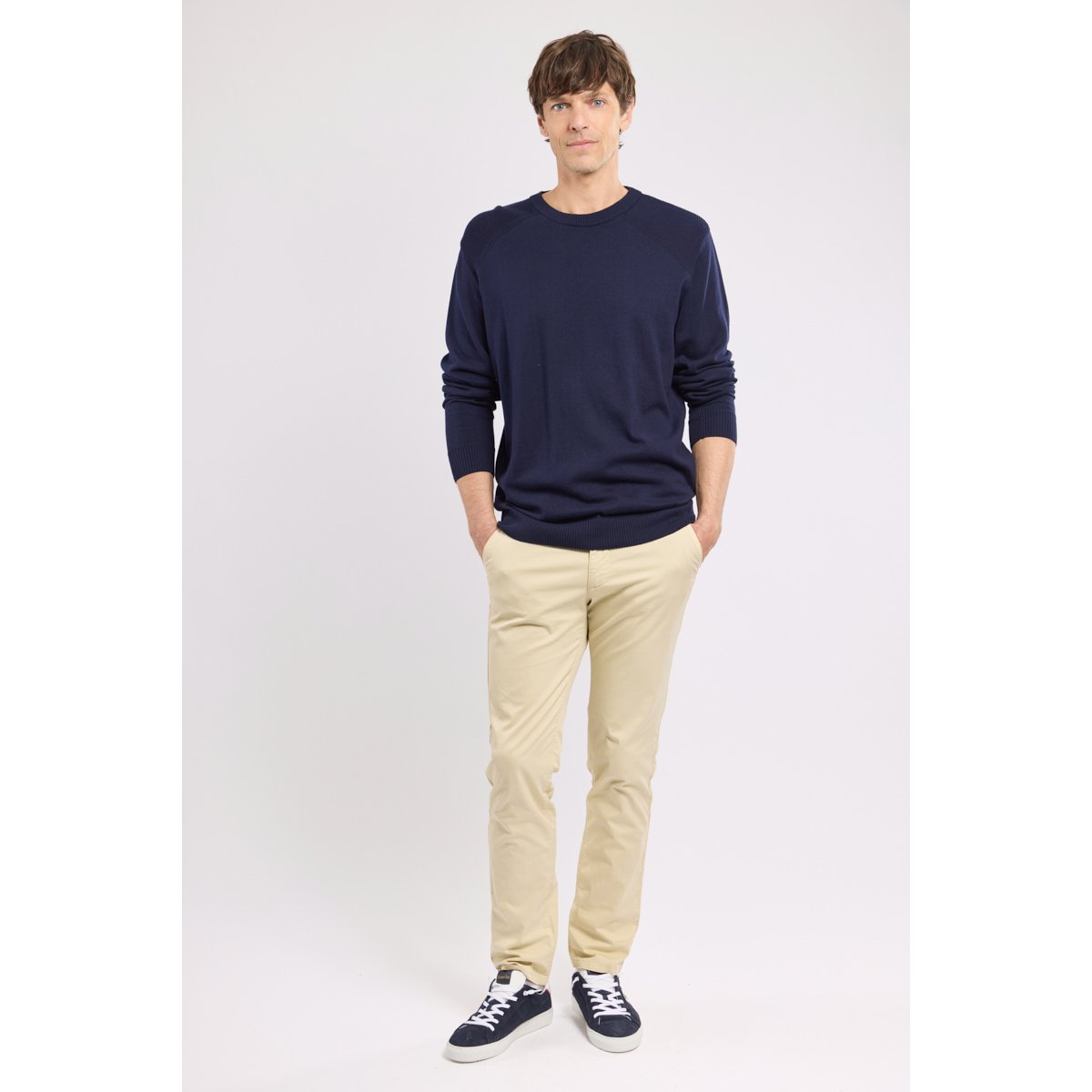 Pull Bérac - coton marine deep, GUY DE BERAC