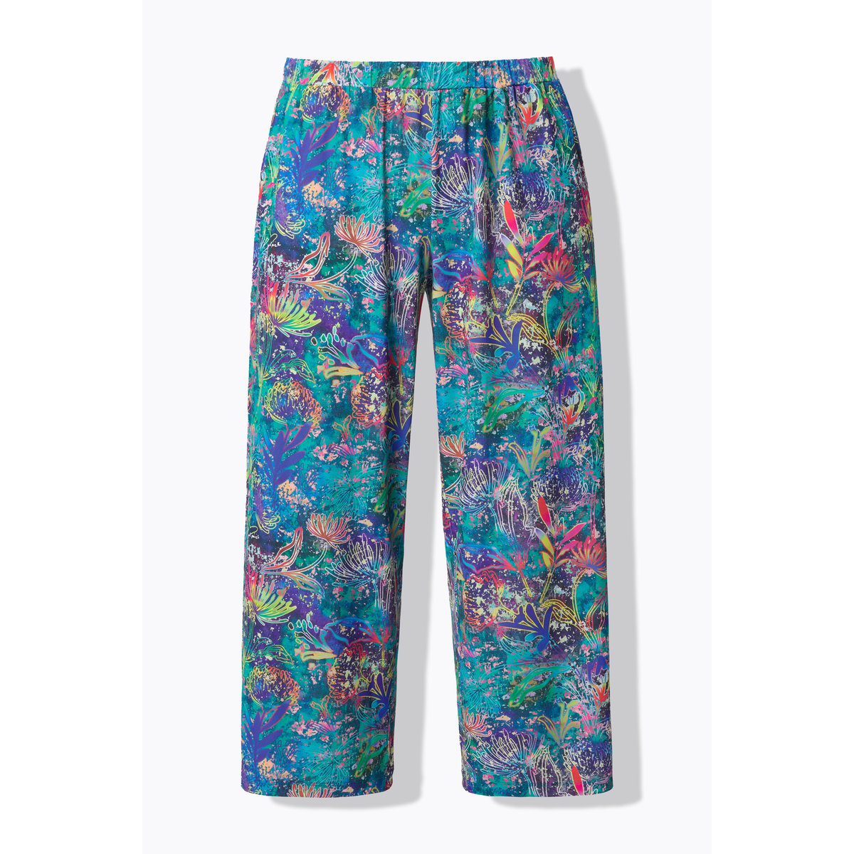 Pantalon 7/8 en jersey bleu azur, ULLA POPKEN