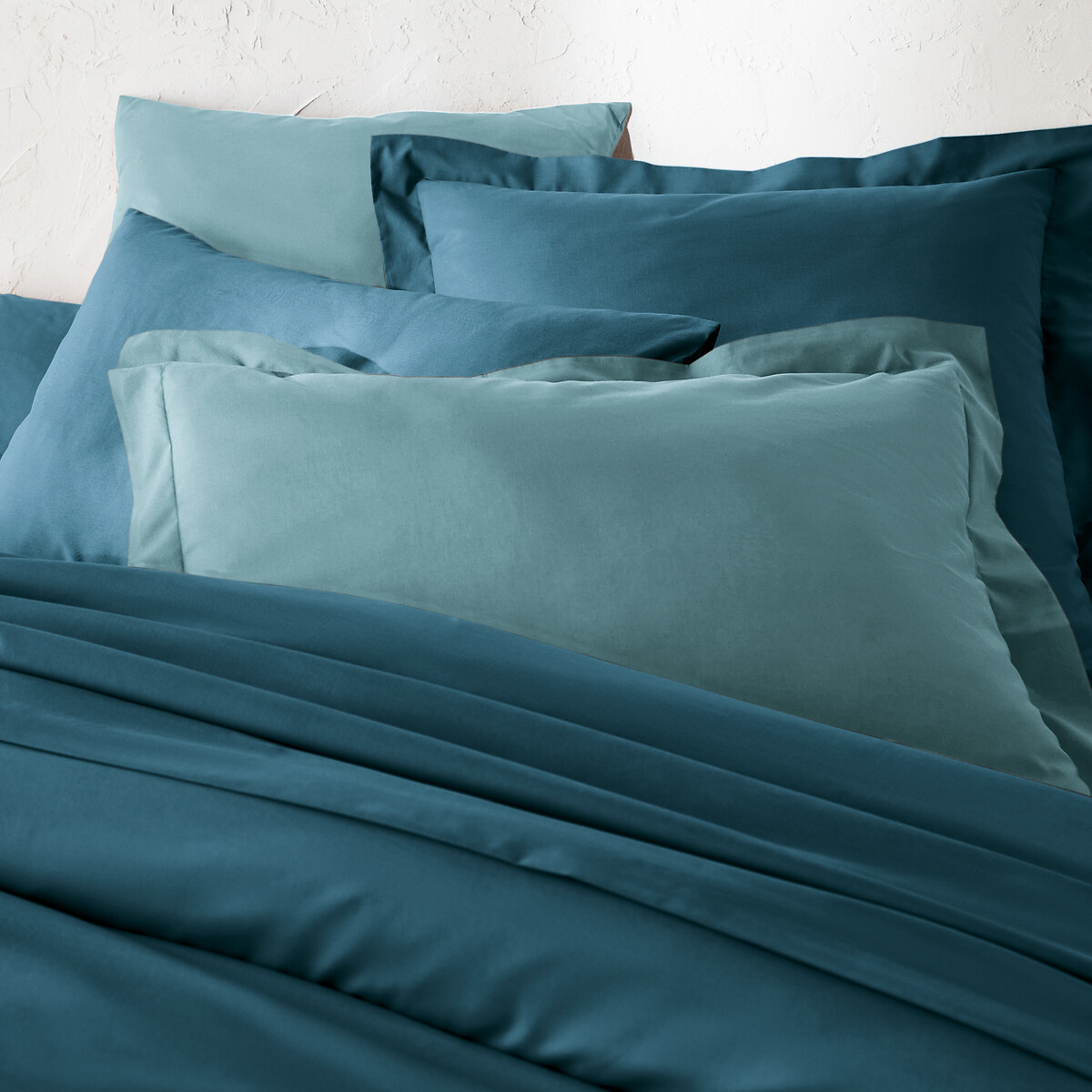 Housse de couette zippée unie en coton, Scénario bleu de prusse, LA REDOUTE INTERIEURS