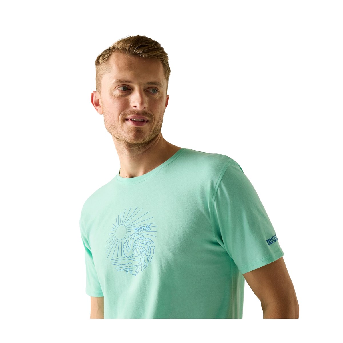 T-shirt motif/style mer et vague CLINE turquoise pâle, REGATTA