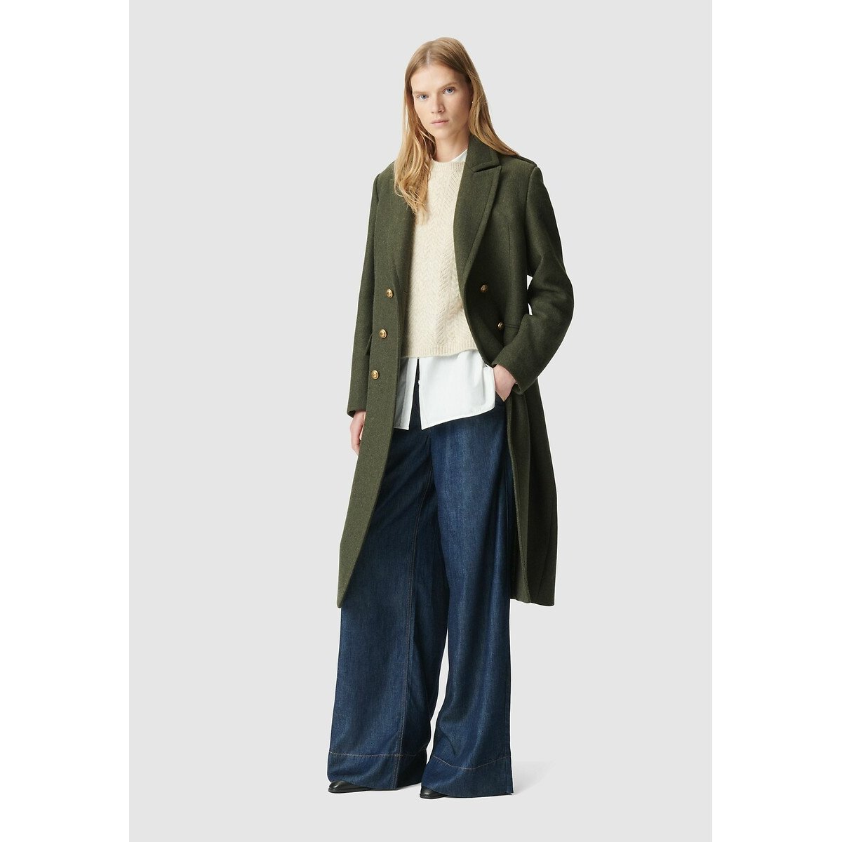 Long Military Coat dark khaki, IKKS