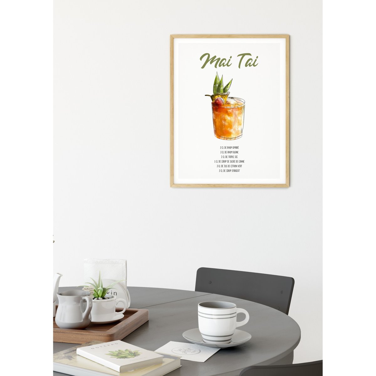 Affiche Cocktail Mai Tai blanc, L'AFFICHERIE