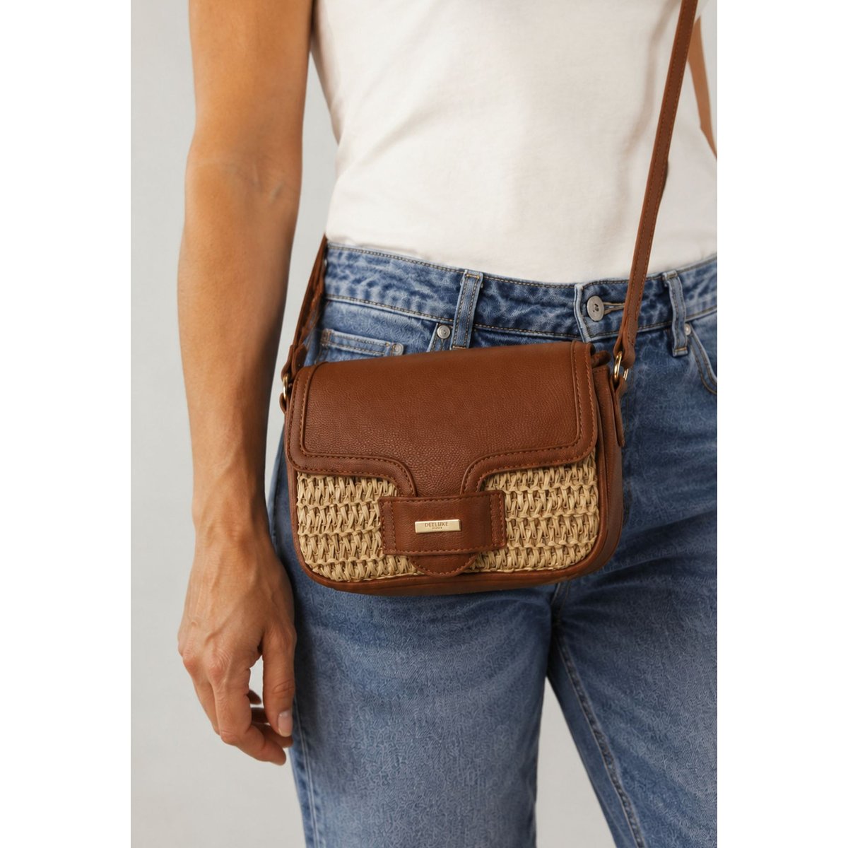 Sac bandoulière bags en papier tressé BAGS camel, DEELUXE