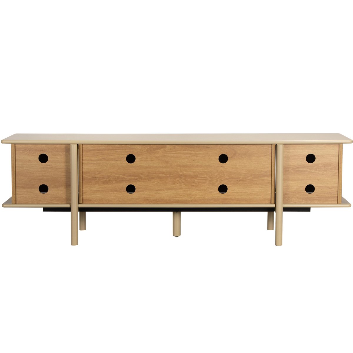 Meuble TV effet bois 180 cm, NELIO crème, OVIALA