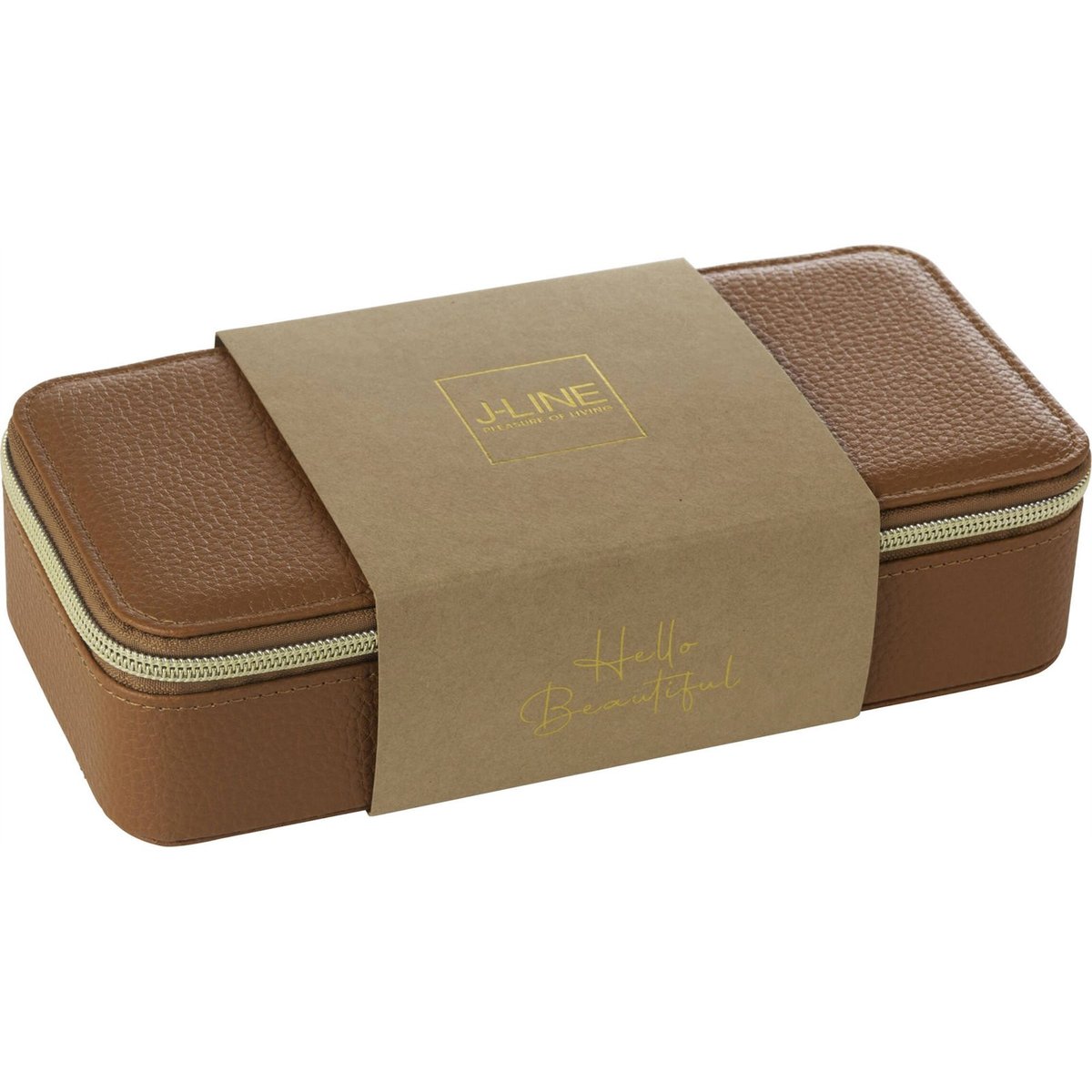 Boîte à bijoux rectangulaire avec miroir cognac, RECOLLECTION
