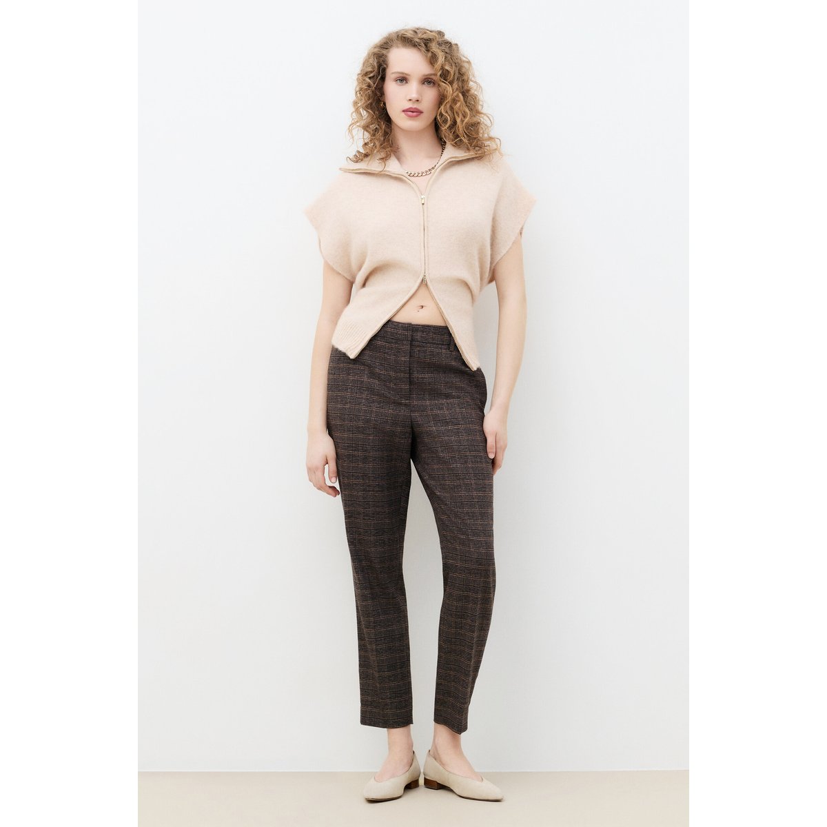 Pantalon coupe cigarette PSIDIKOFil textile marron foncé, CAROLL
