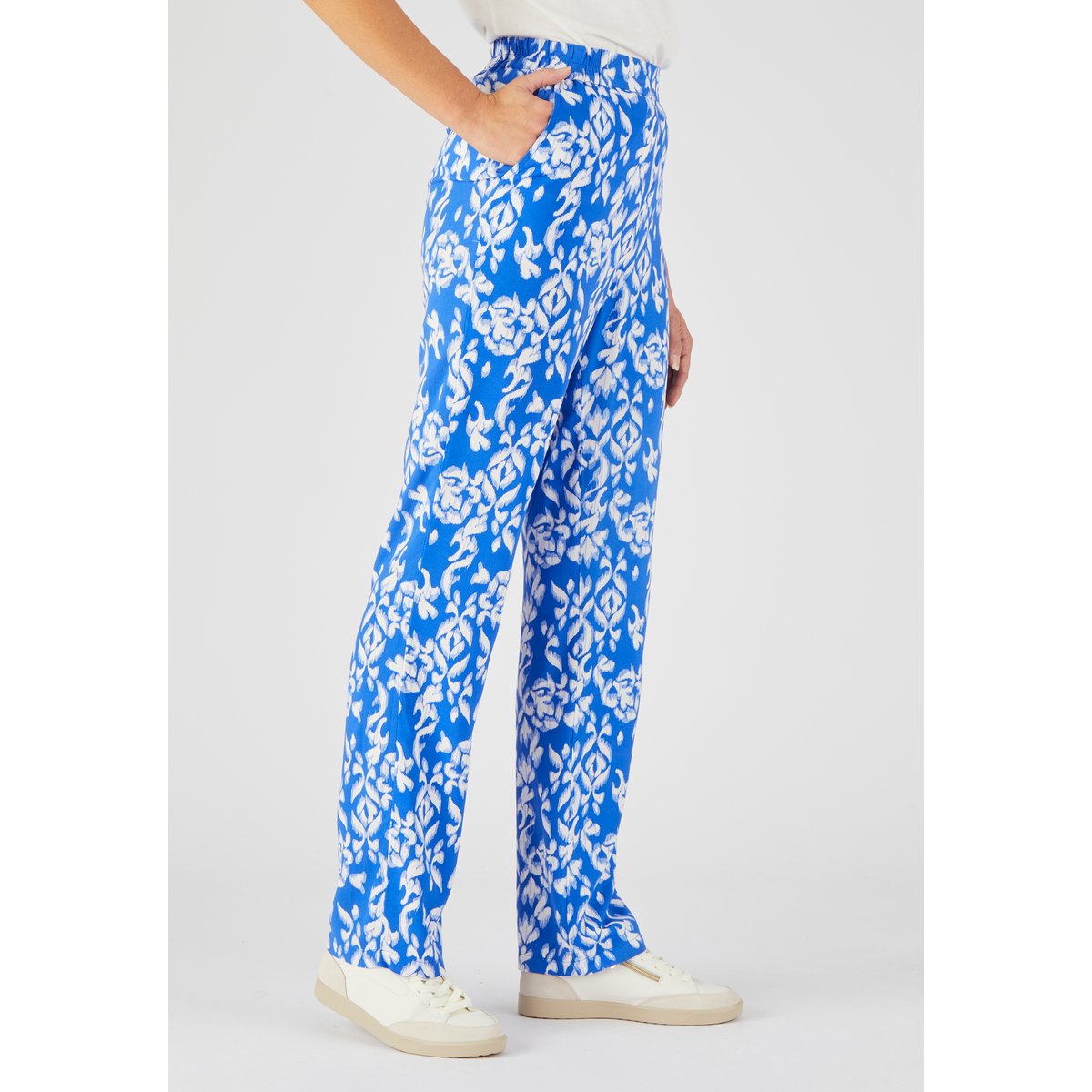 Pantalon fibres pure viscose Lenzing(TM) bleu graphique, DAMART