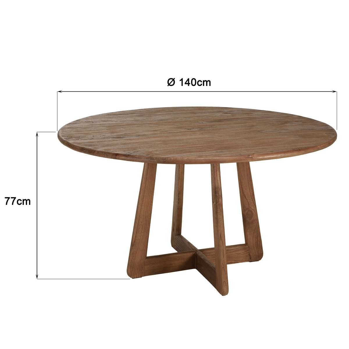 Table à manger ronde 140x140cm en bois de mindi ARCUS bois naturel, PIER IMPORT