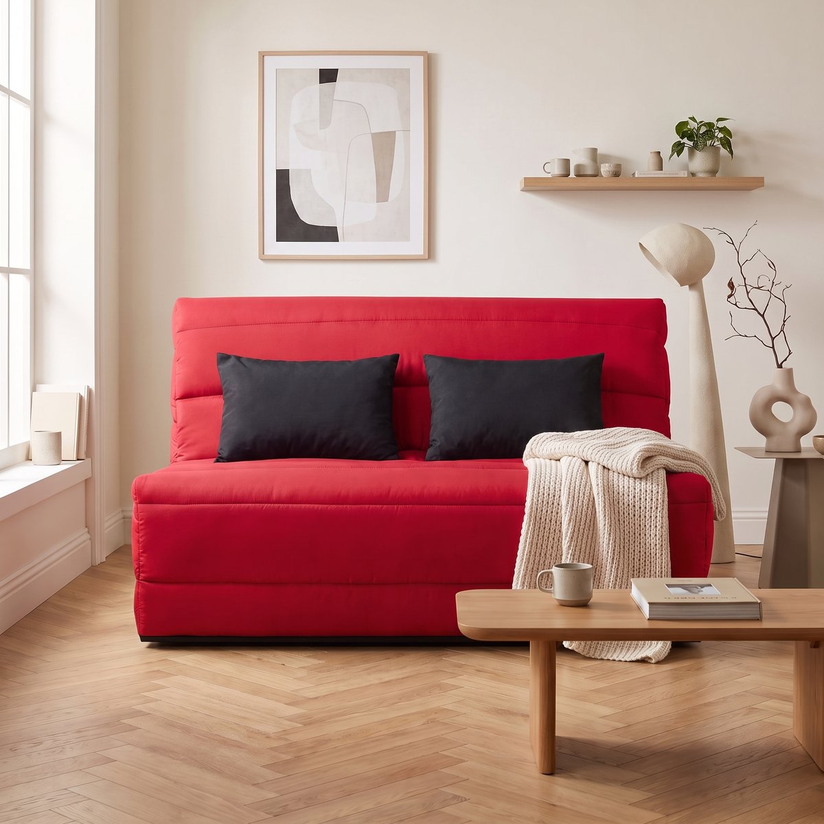 Banquette BZ SALMA 140 x 190, pearl marine rouge, RELAXIMA