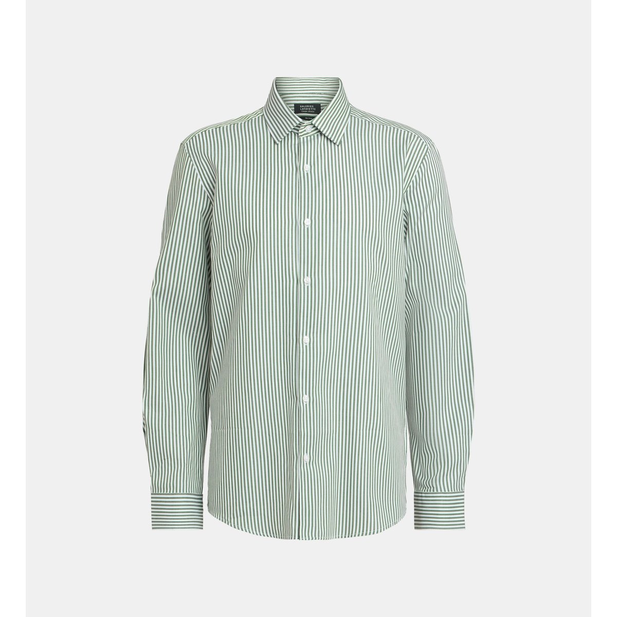 Chemise ajustée msrten rayures sans repassage coton bio vert, GALERIES LAFAYETTE