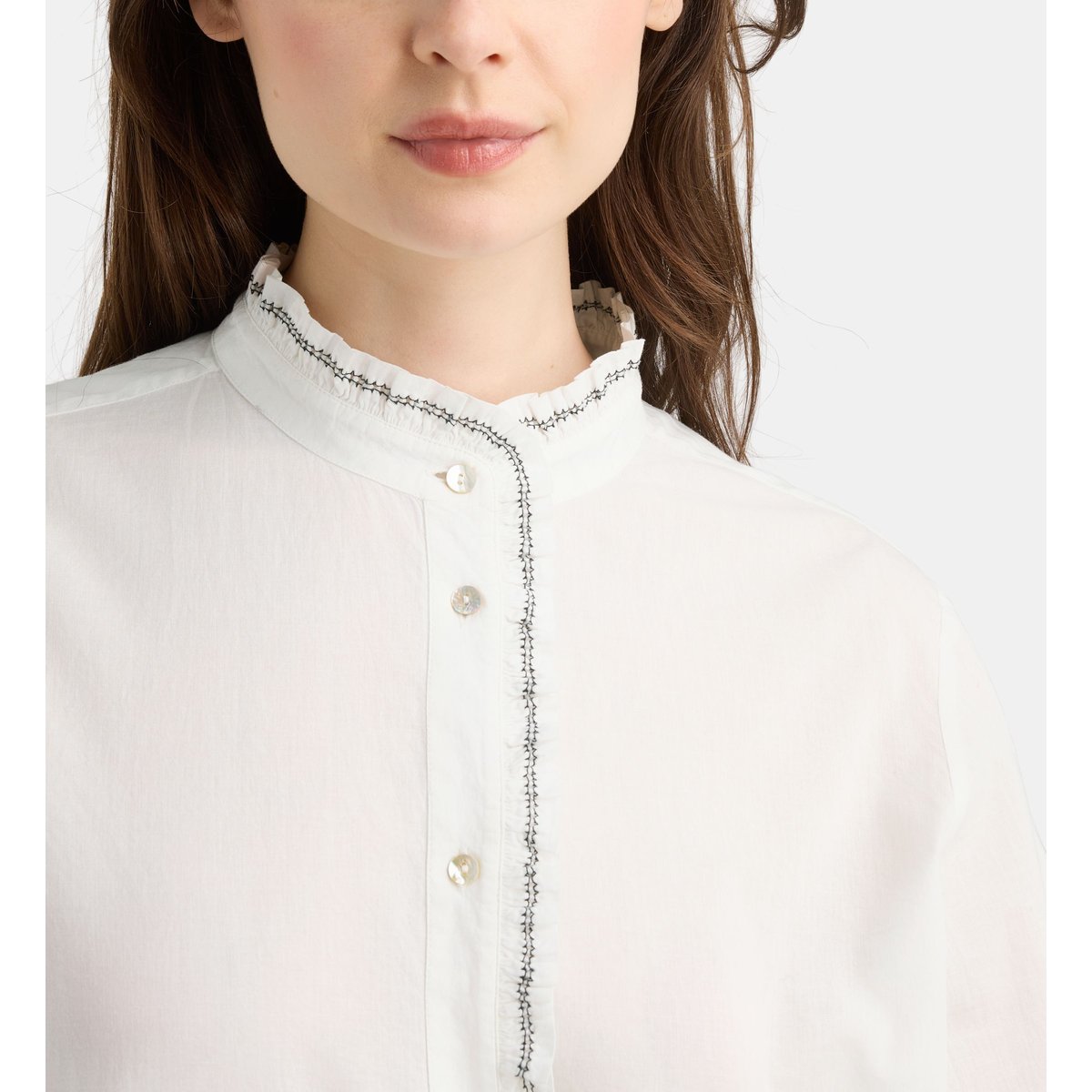 Chemise droite detroit point coton bio écru, GALERIES LAFAYETTE