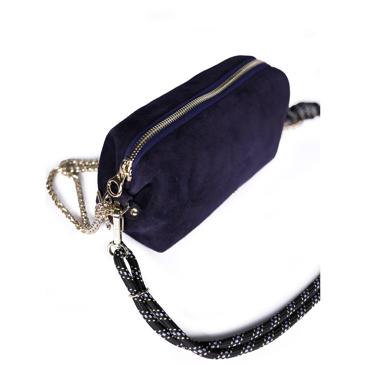 Sac pochette en cuir d'agneau suédé, NUAGE marine, CRAIE STUDIO