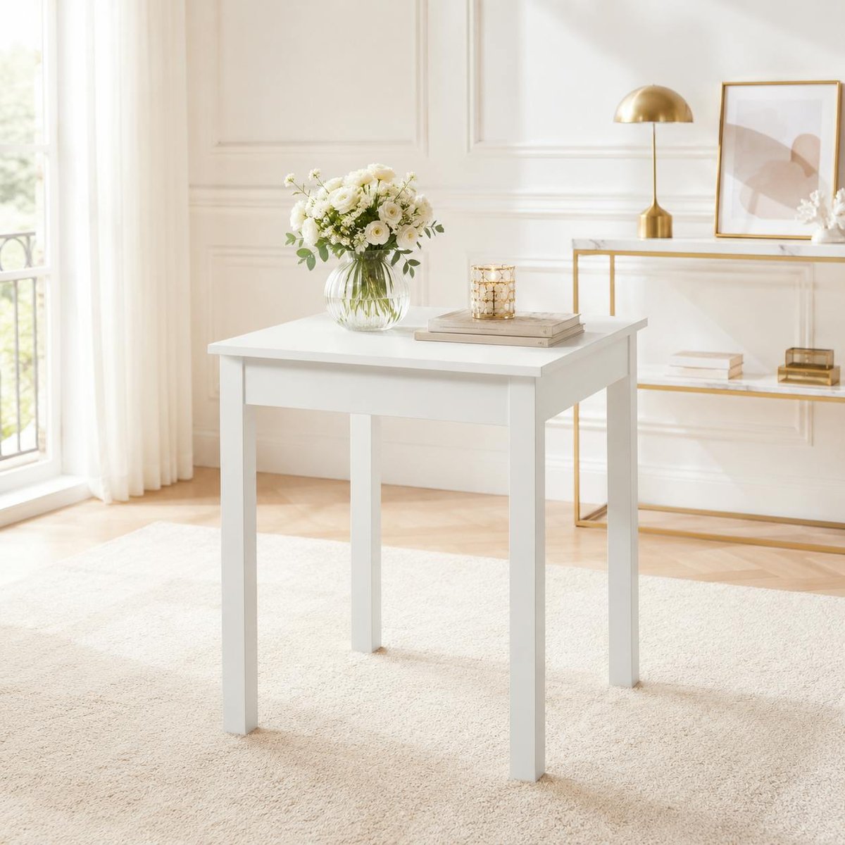 Table de cuisine moderne ALVA blanc, PIER IMPORT