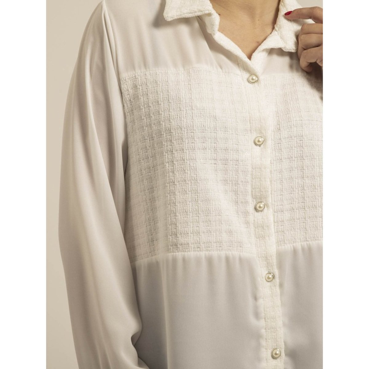 Chemise Voile Tweed Orenza blanc, DONA LISA