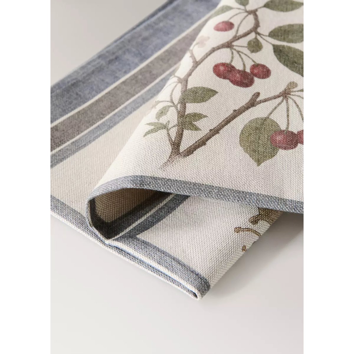 Serviettes de table en coton à imprimé herbier marron clair/pastel, MANGO HOME