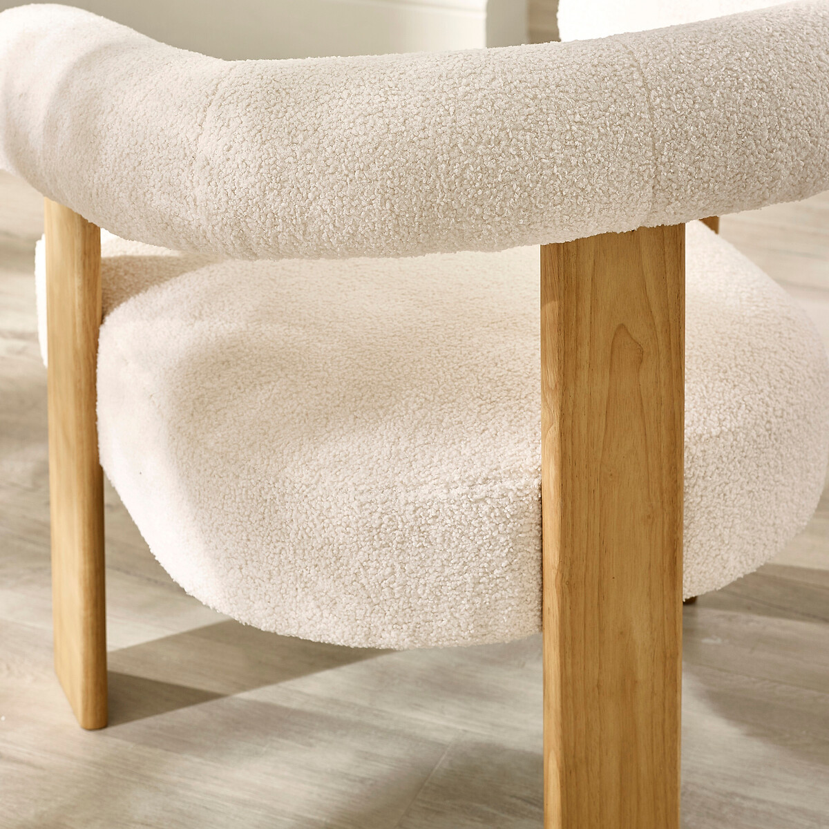 Fiona Boucle & Solid Wood Legs Accent Chair ecru, SO'HOME