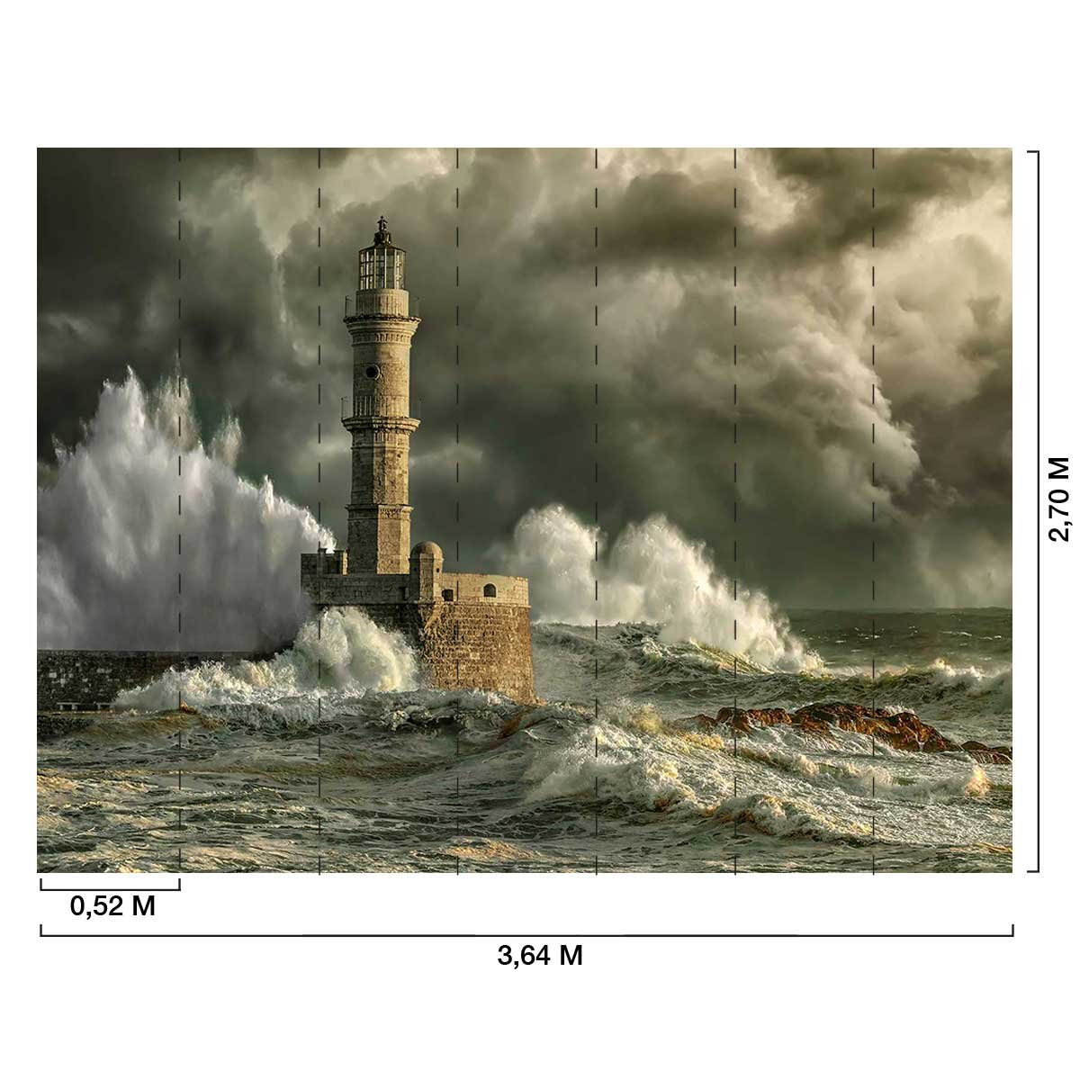 Papier peint orage sur le phare intissé, HEXOA
