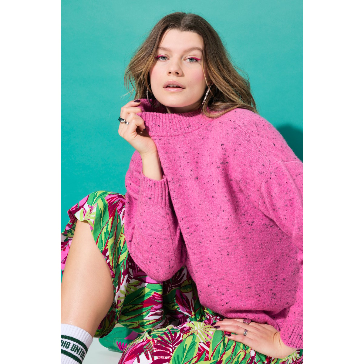 Pull oversize, maille chinée rose pâle, STUDIO UNTOLD